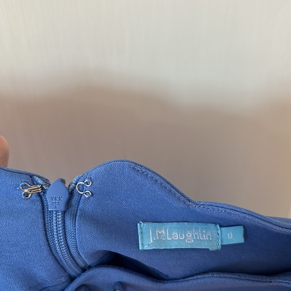 J.MCLAUGHLIN Cameron Skirt Vista Blue Stretch Preppy A-Line Scallop Hem Size 0 - Picture 10 of 11